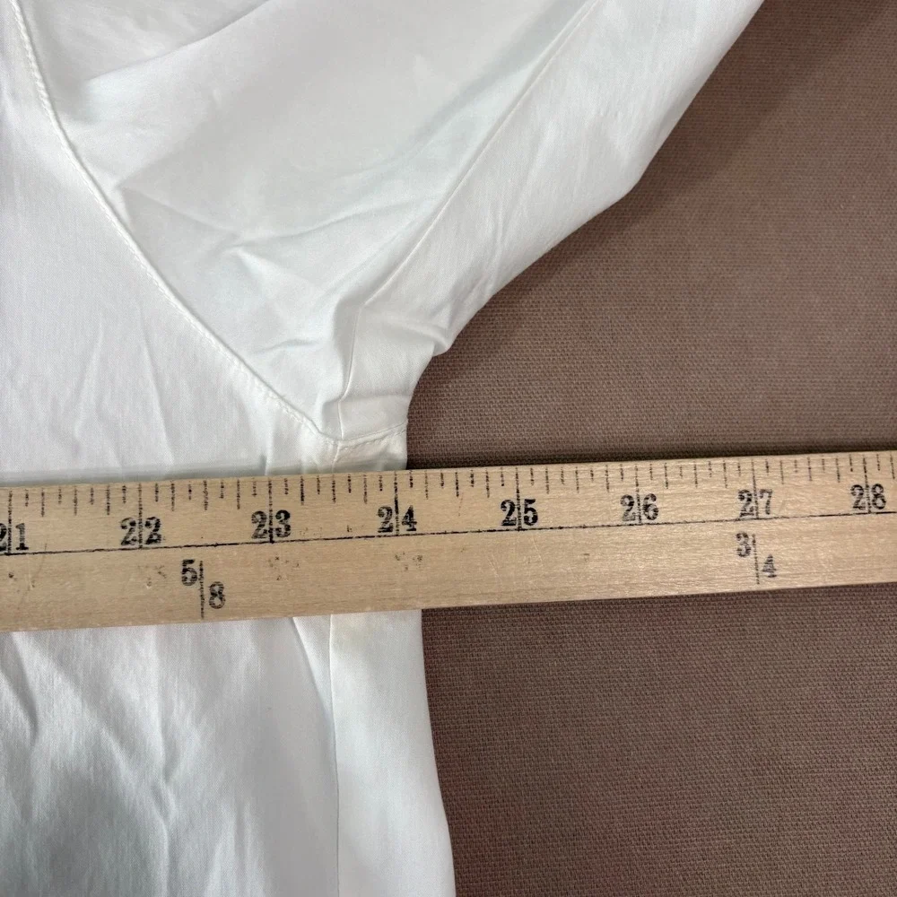 Lafayette 148 Button Down Shirt Womens‎ Small White Beaded Trim Long Sleeve Top - Picture 10 of 10